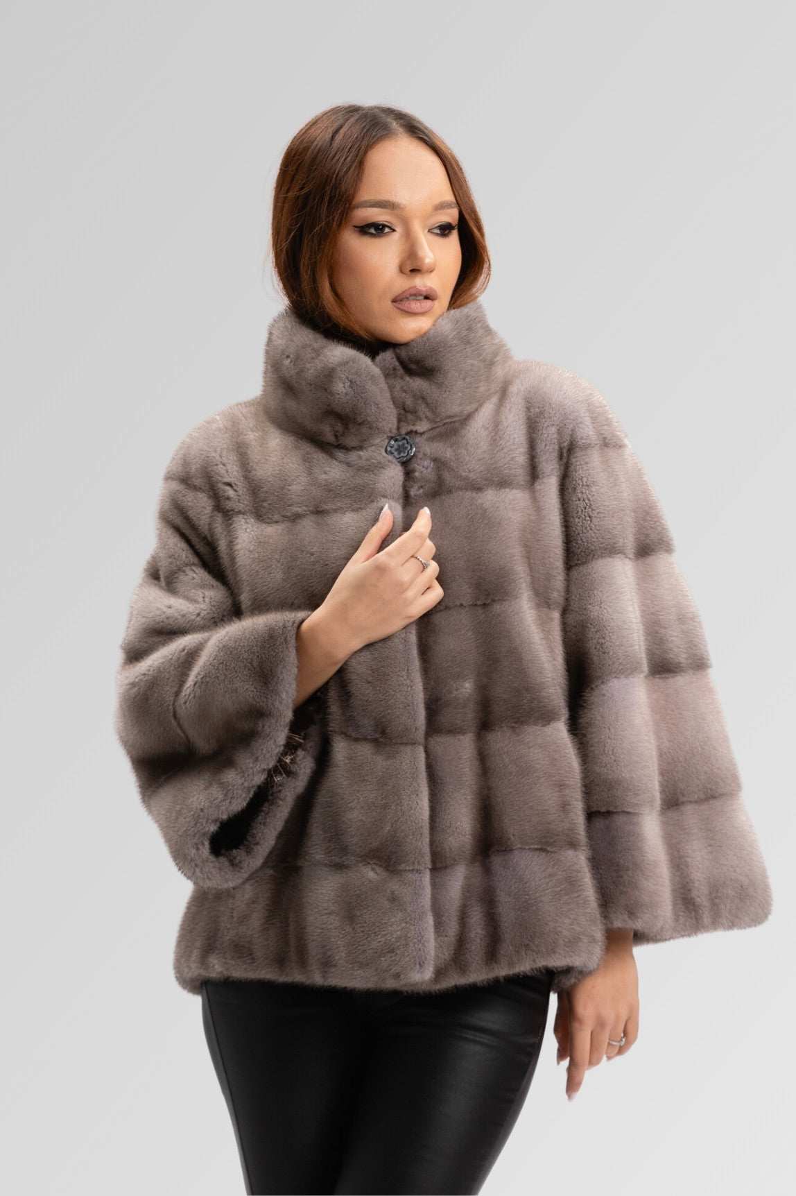 Natural Mink Fur Coat, Women, Silver Blue