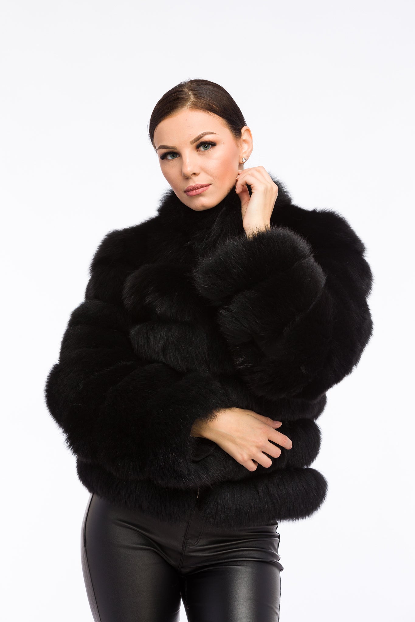 Natural Fox Fur Coat, Women, Diamond