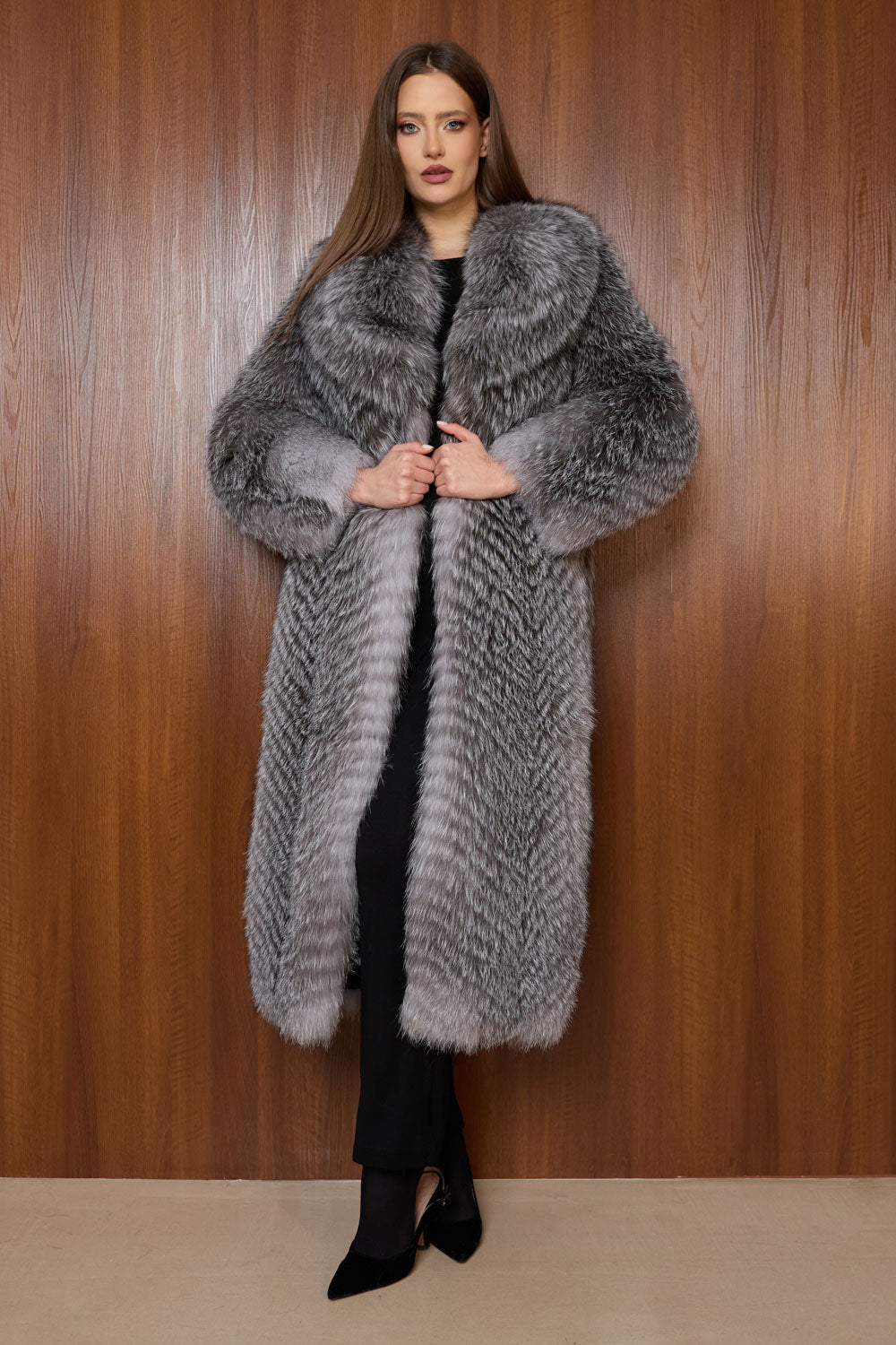 haina blana naturala vulpe lunga gri, Mareus