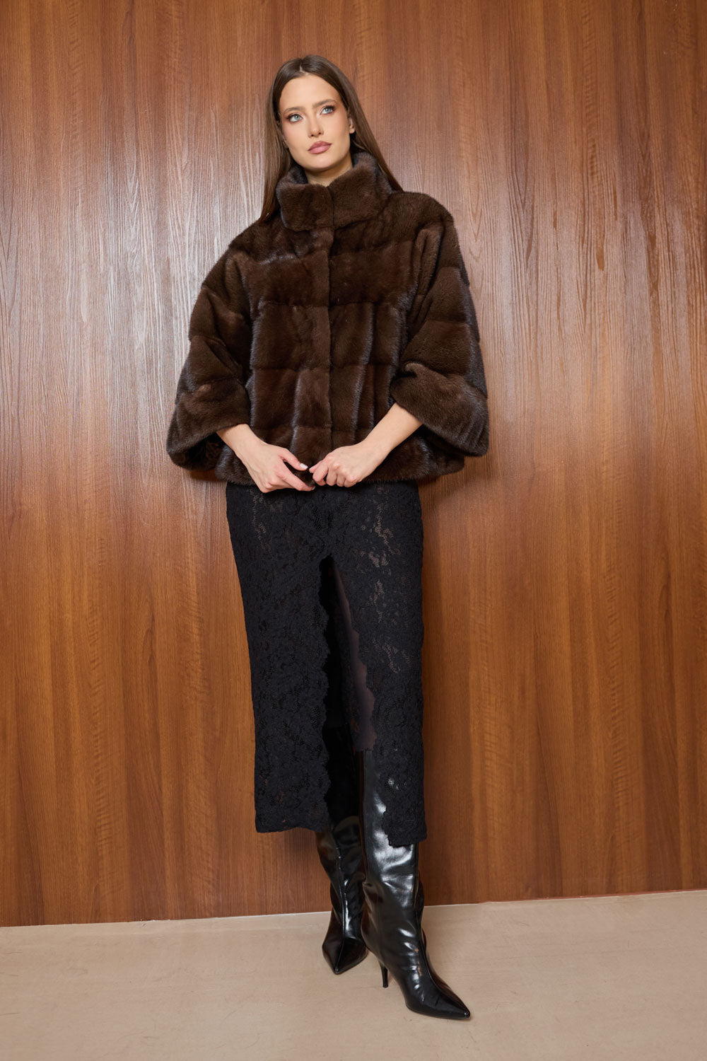 Natural Mink Fur Coat, Dark Chocolate Mink | MAREUS