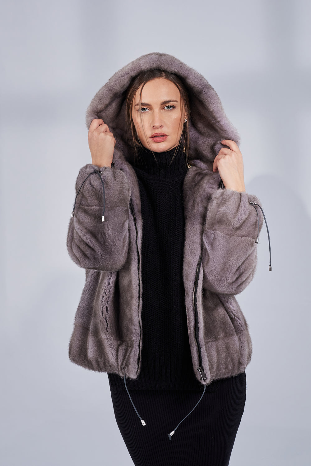 Womens bomber jacket on sale with faux fur hood