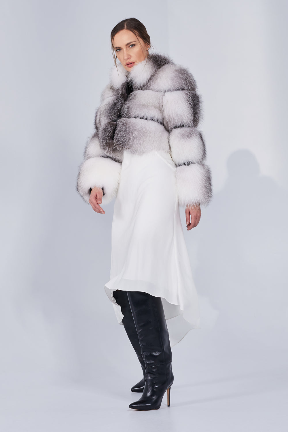 Natural fox fur on sale coat