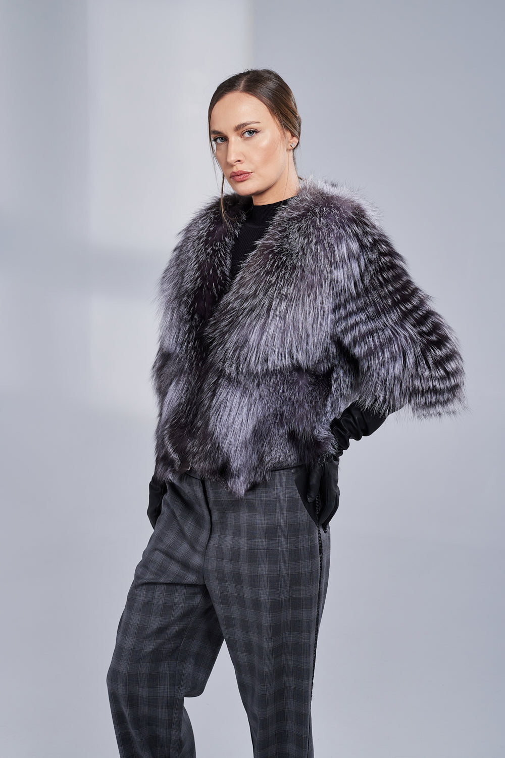 Natural Fox Fur Coat, Women, Silver