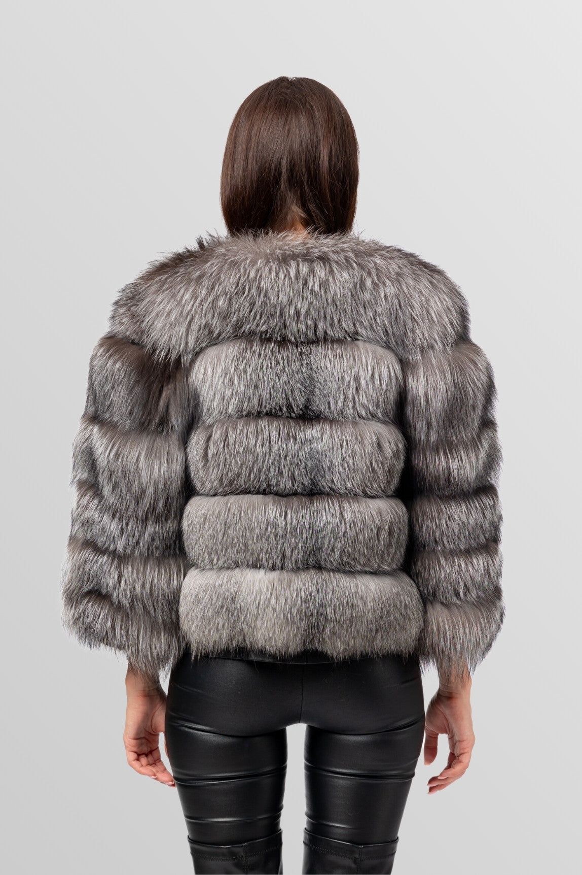 Women's Silver Fox Fur Coat, Gray Frost