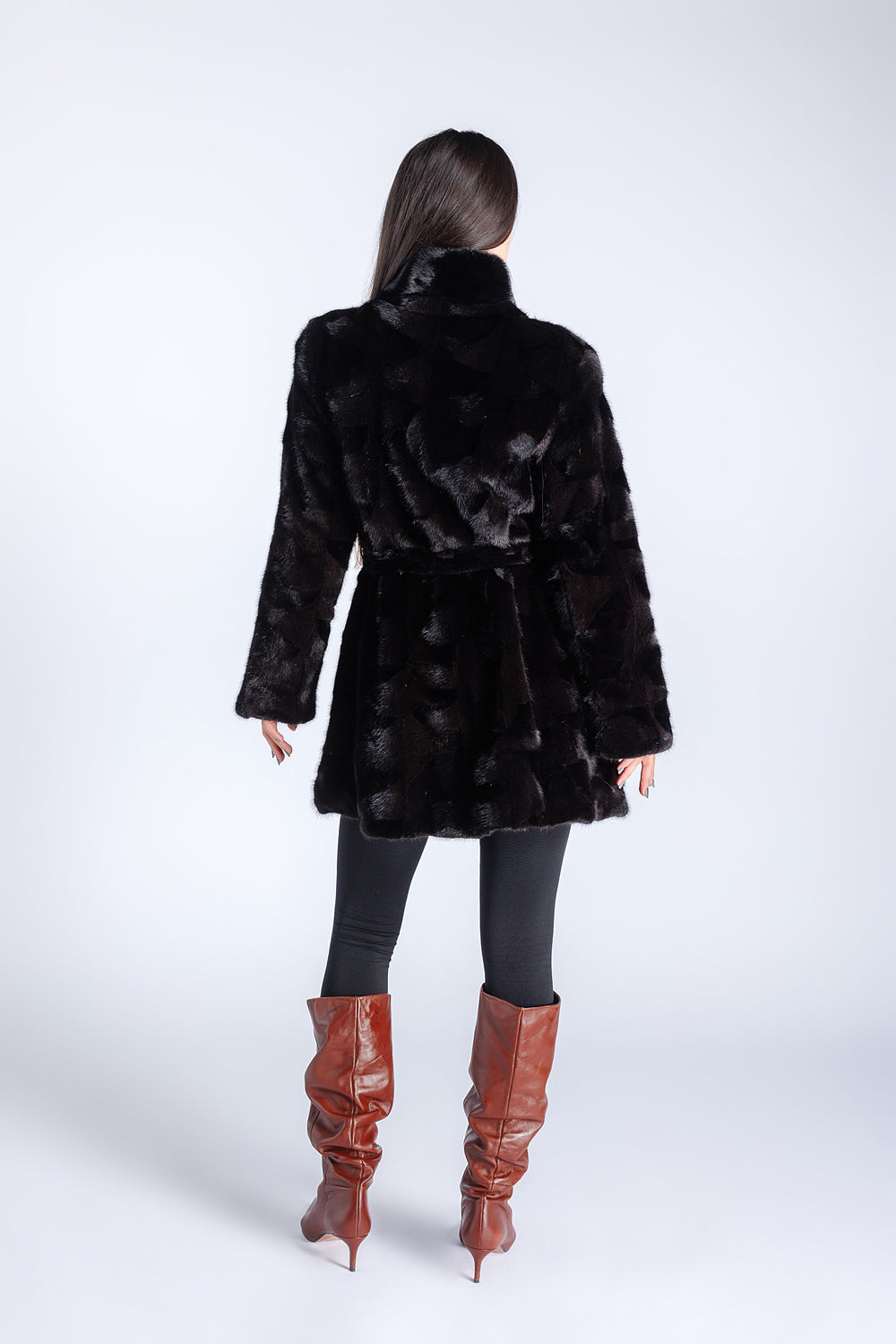 Natural Mink Fur Coat, Fur Cord, Women, Sable 187