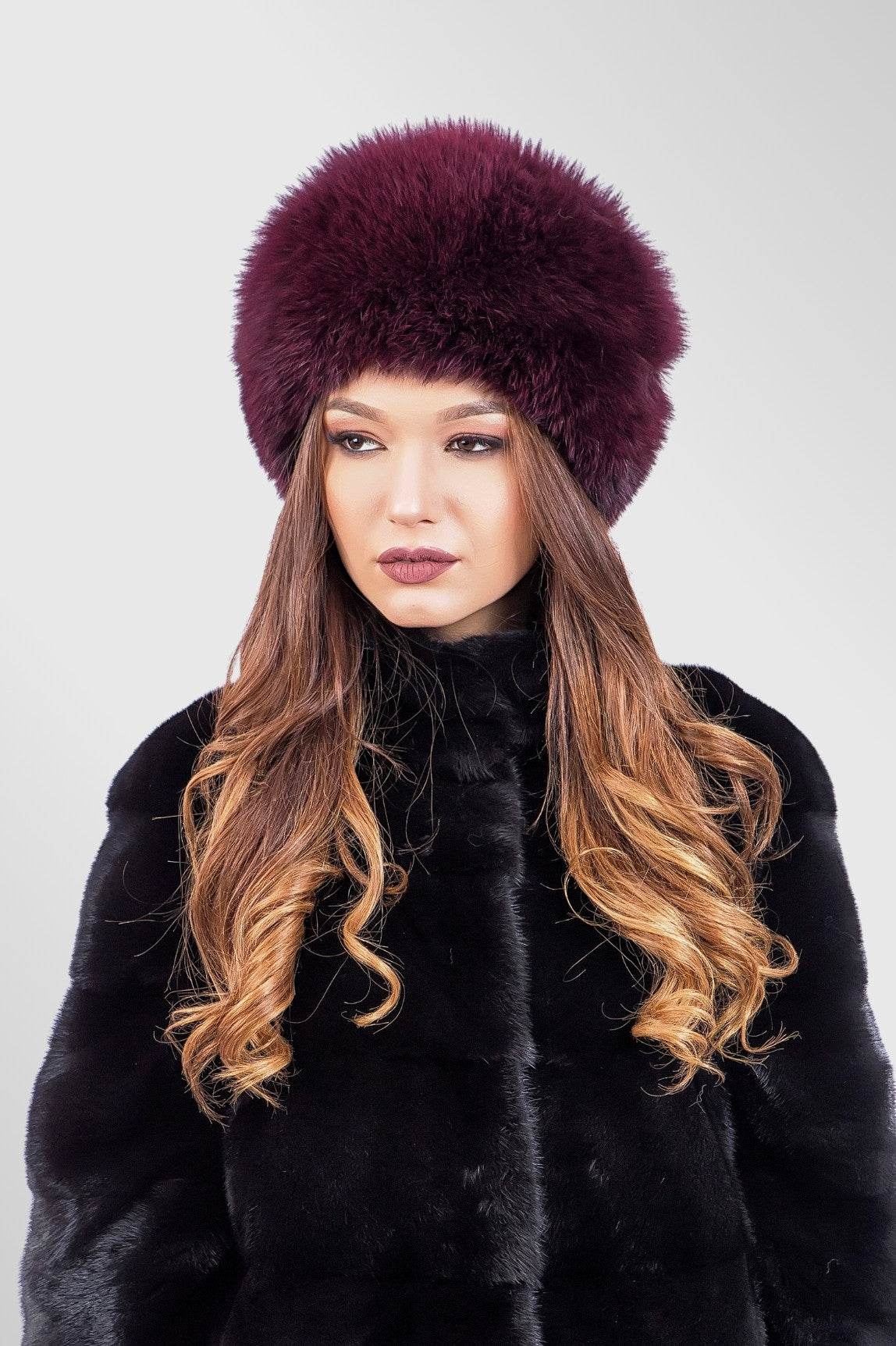 Burgundy on sale fur hat