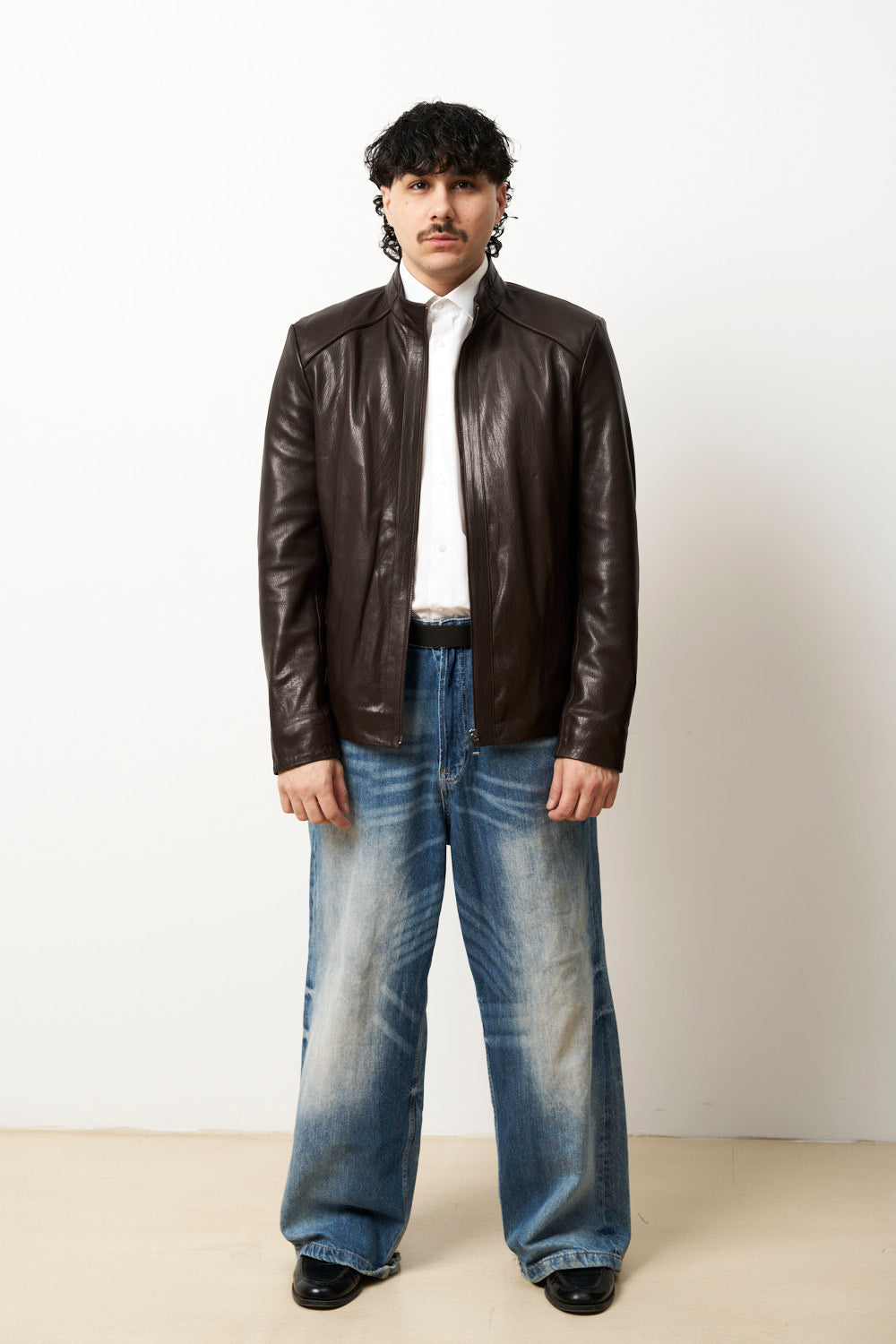 Geacă din Piele Naturală Jumbo pentru Bărbați, Maro, Mareus