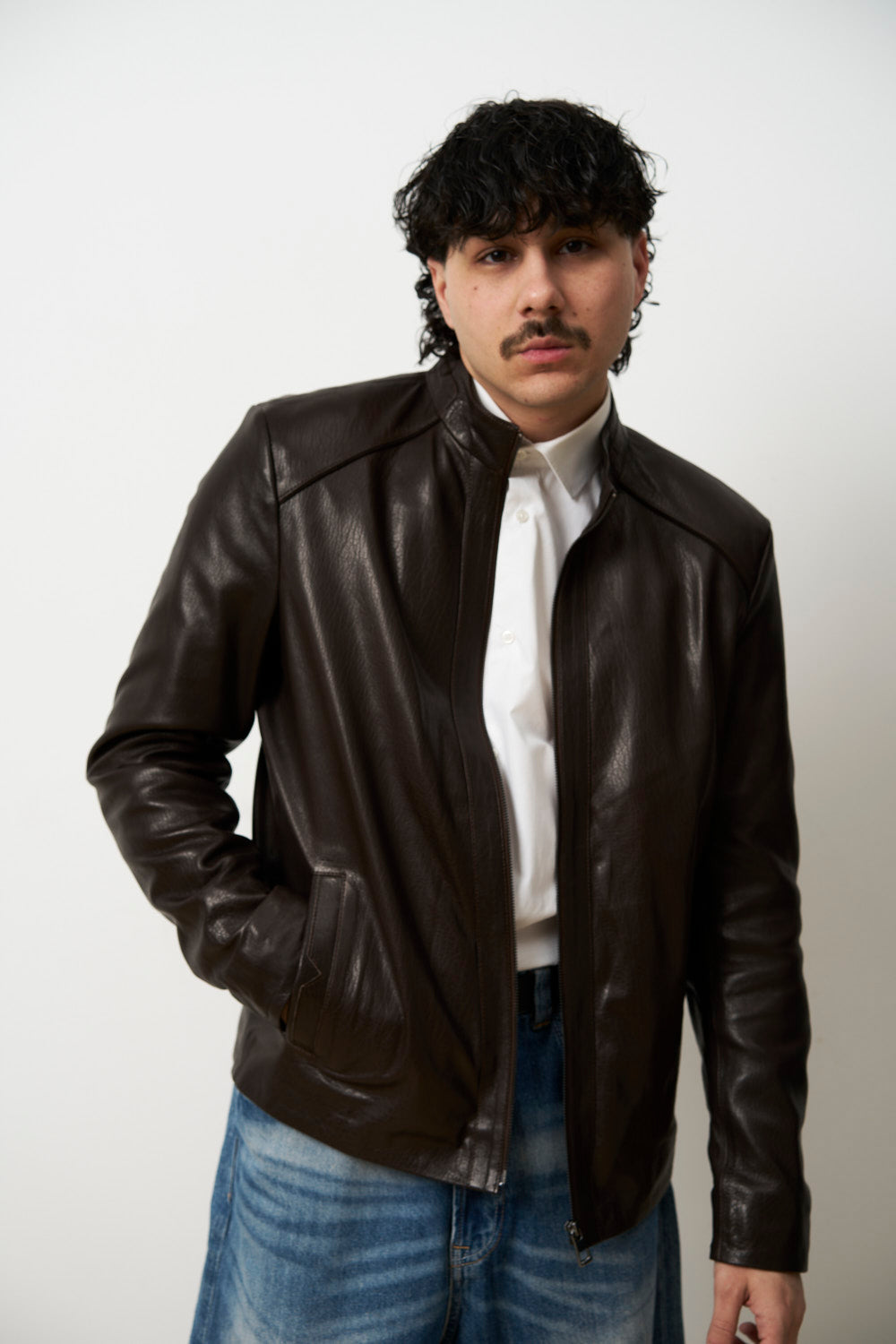 Geacă din Piele Naturală Jumbo pentru Bărbați, Maro, Mareus