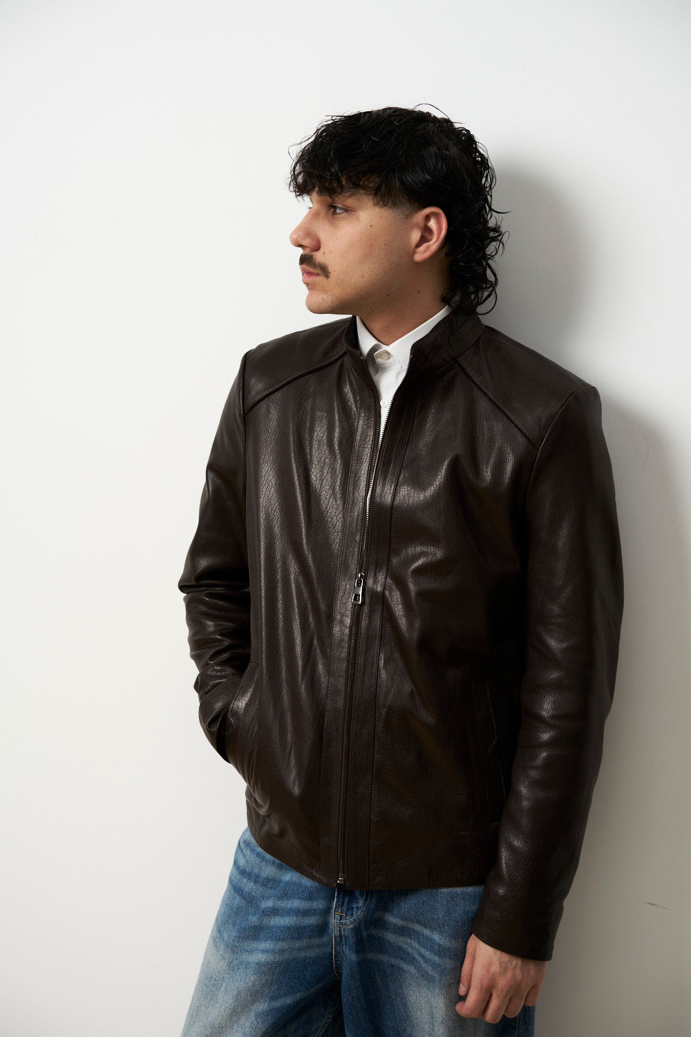 Geacă din Piele Naturală Jumbo pentru Bărbați, Maro, Mareus