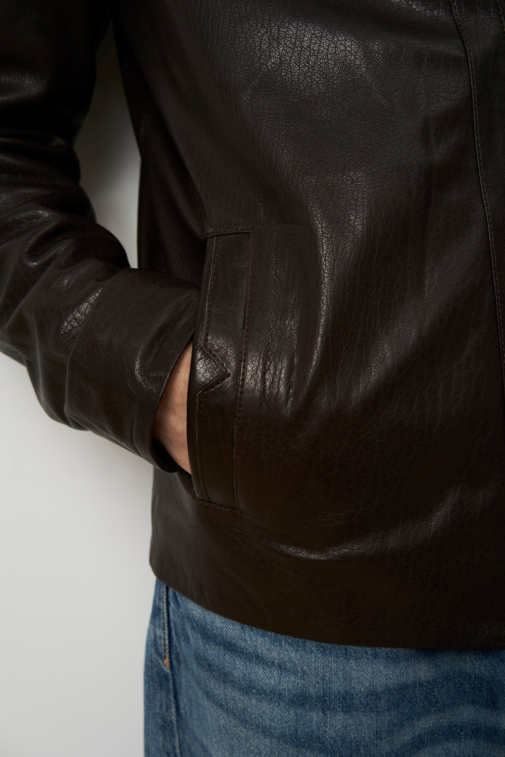 Geacă din Piele Naturală Jumbo pentru Bărbați, Maro, Mareus