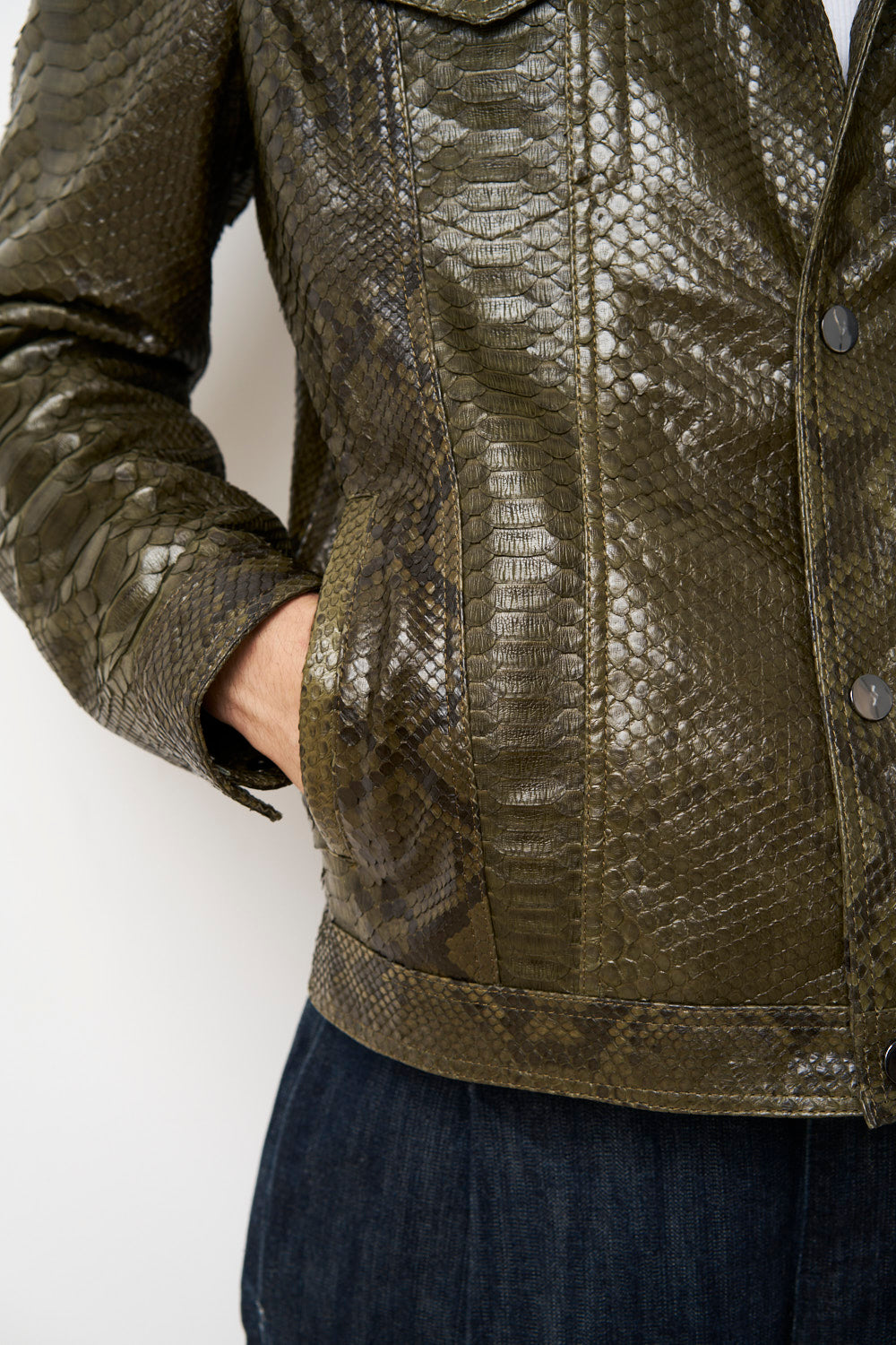 Geaca piele naturala piton barbati verde olive, Mareus