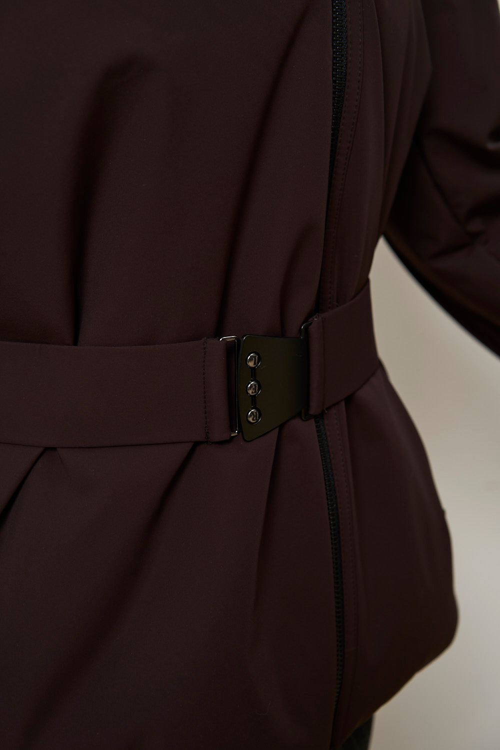 Geacă din Fâș cu Guler Detașabil din Blană Vizon, Maro, Mareus