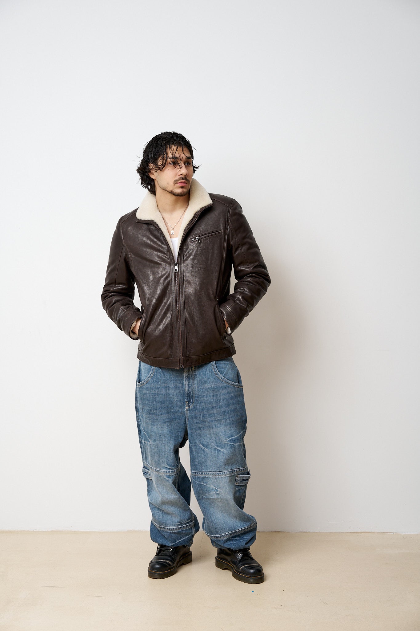 Geacă Din Piele Naturală Jumbo Îmblănită, Maro, Mareus