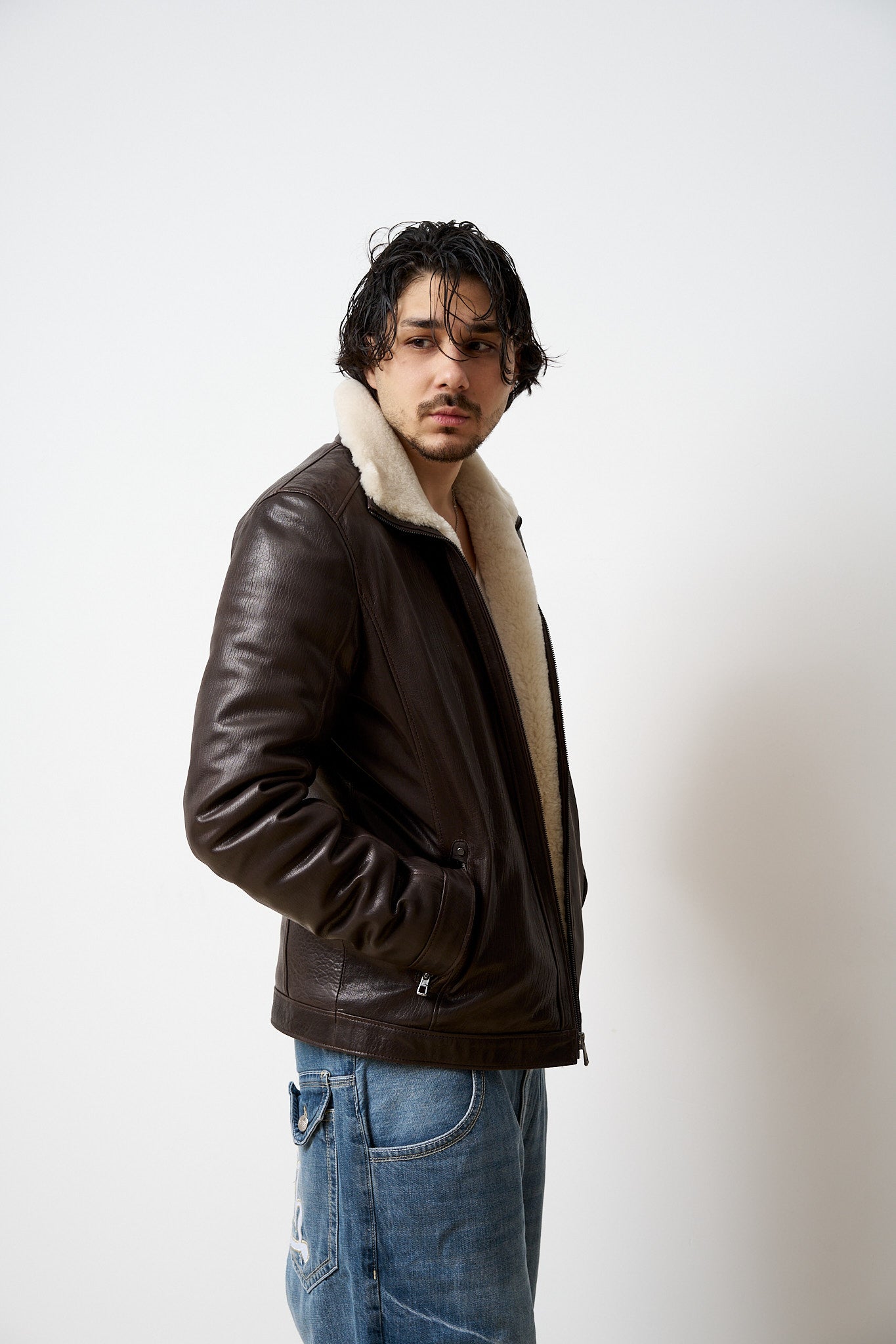 Geacă Din Piele Naturală Jumbo Îmblănită, Maro, Mareus