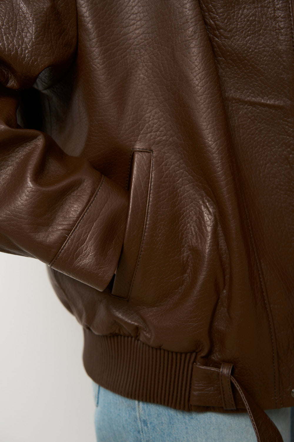 Geacă din Piele Naturală pentru Femei, Oversized, Bomber, Maro, Mareus