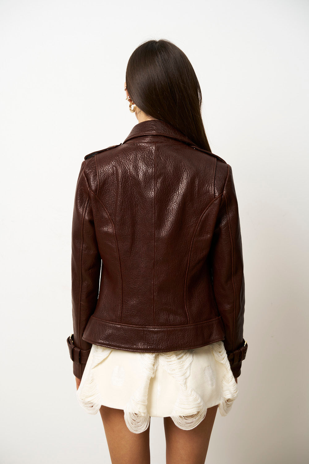 Geacă din Piele Naturală pentru Femei, Maro, Cambrata, Mareus