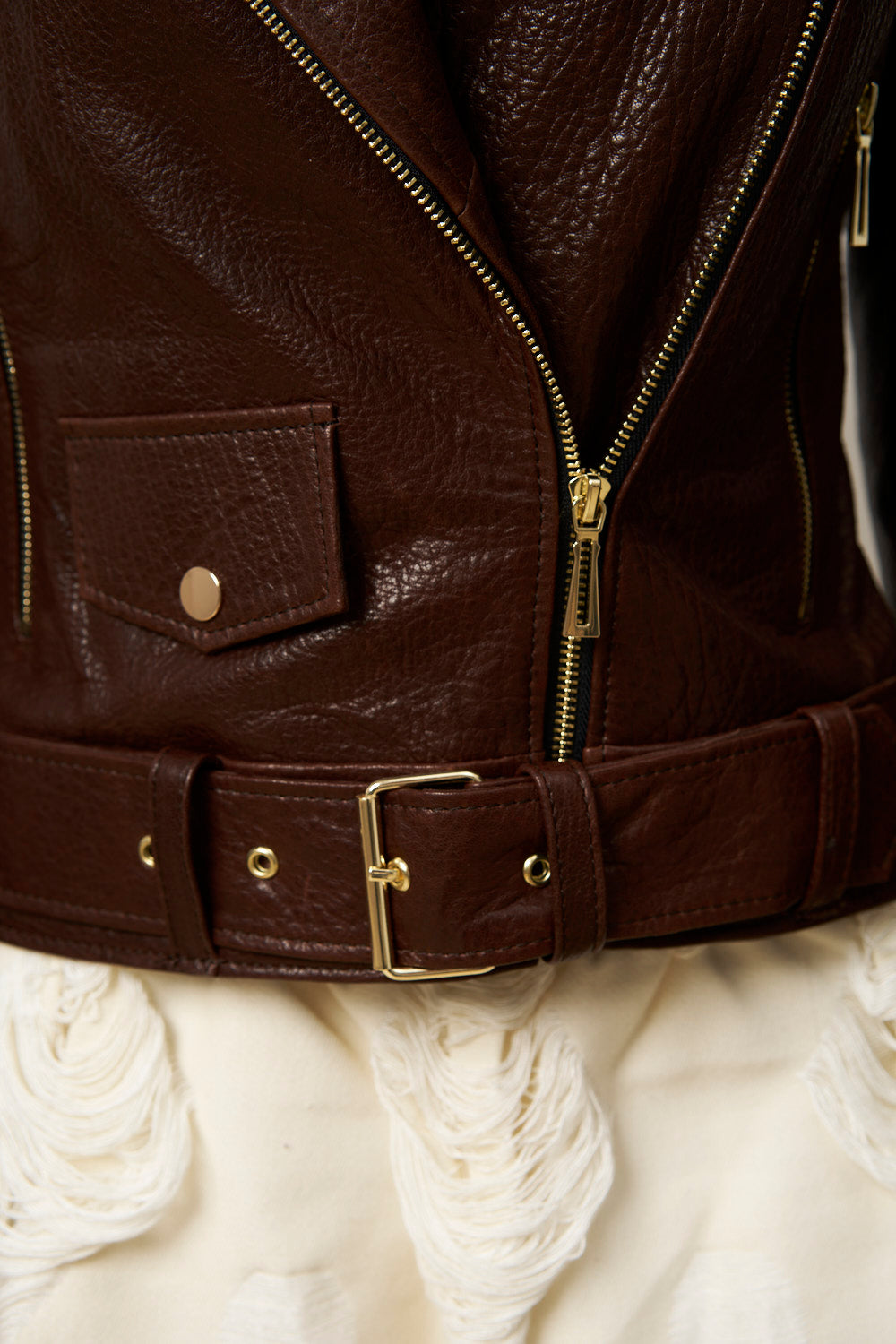 Geacă din Piele Naturală pentru Femei, Maro, Cambrata, Mareus