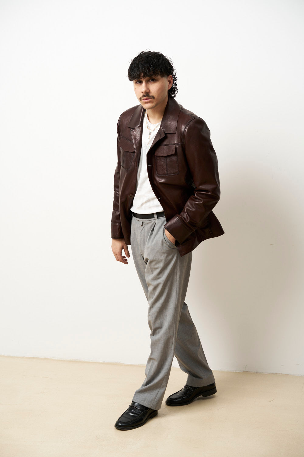 Geacă din Piele Naturală Jumbo pentru Bărbați, Maro, Mareus