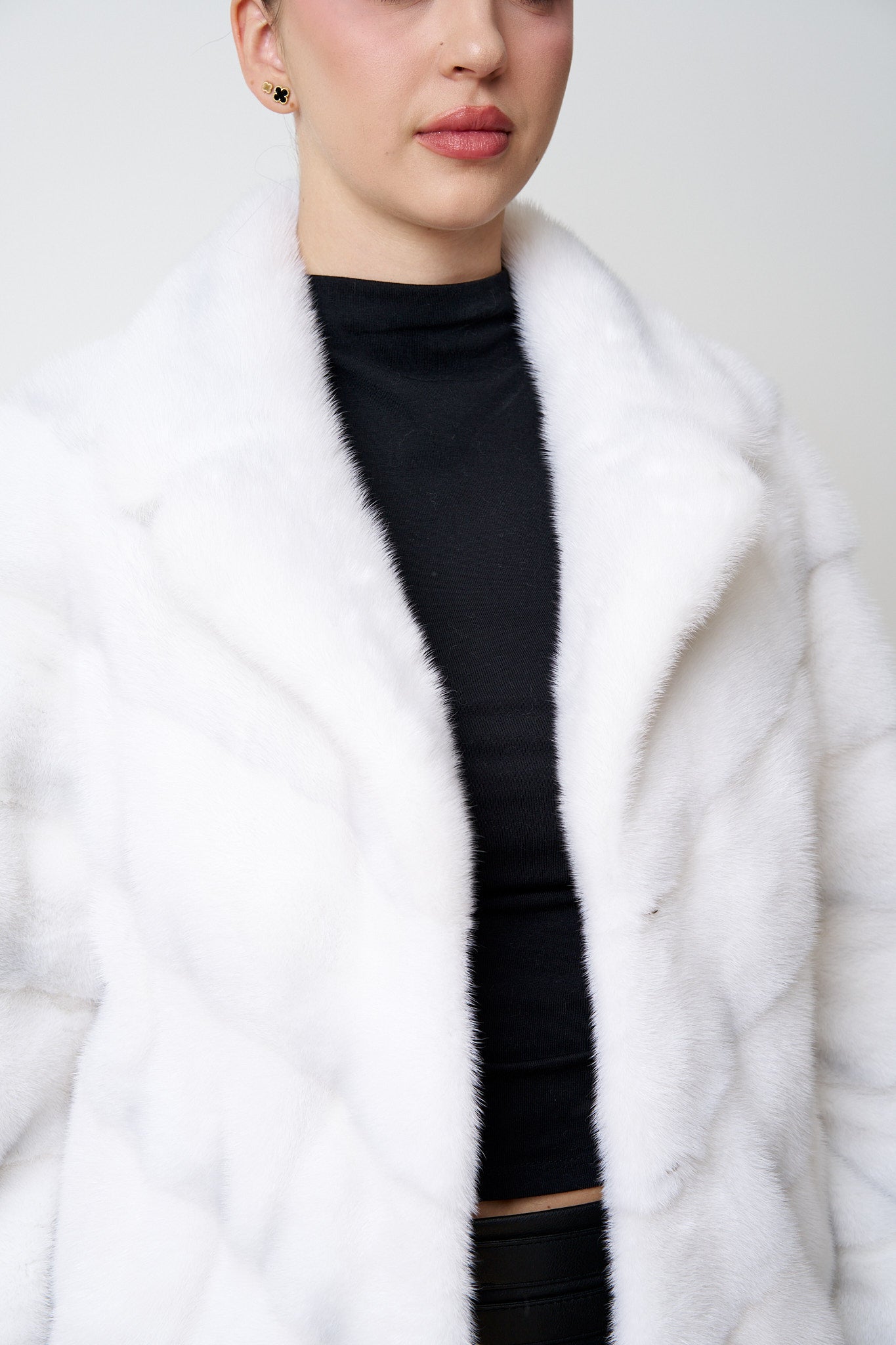 Haină din Blană Naturală de Vizon, Oversized, Pure Ivory 544