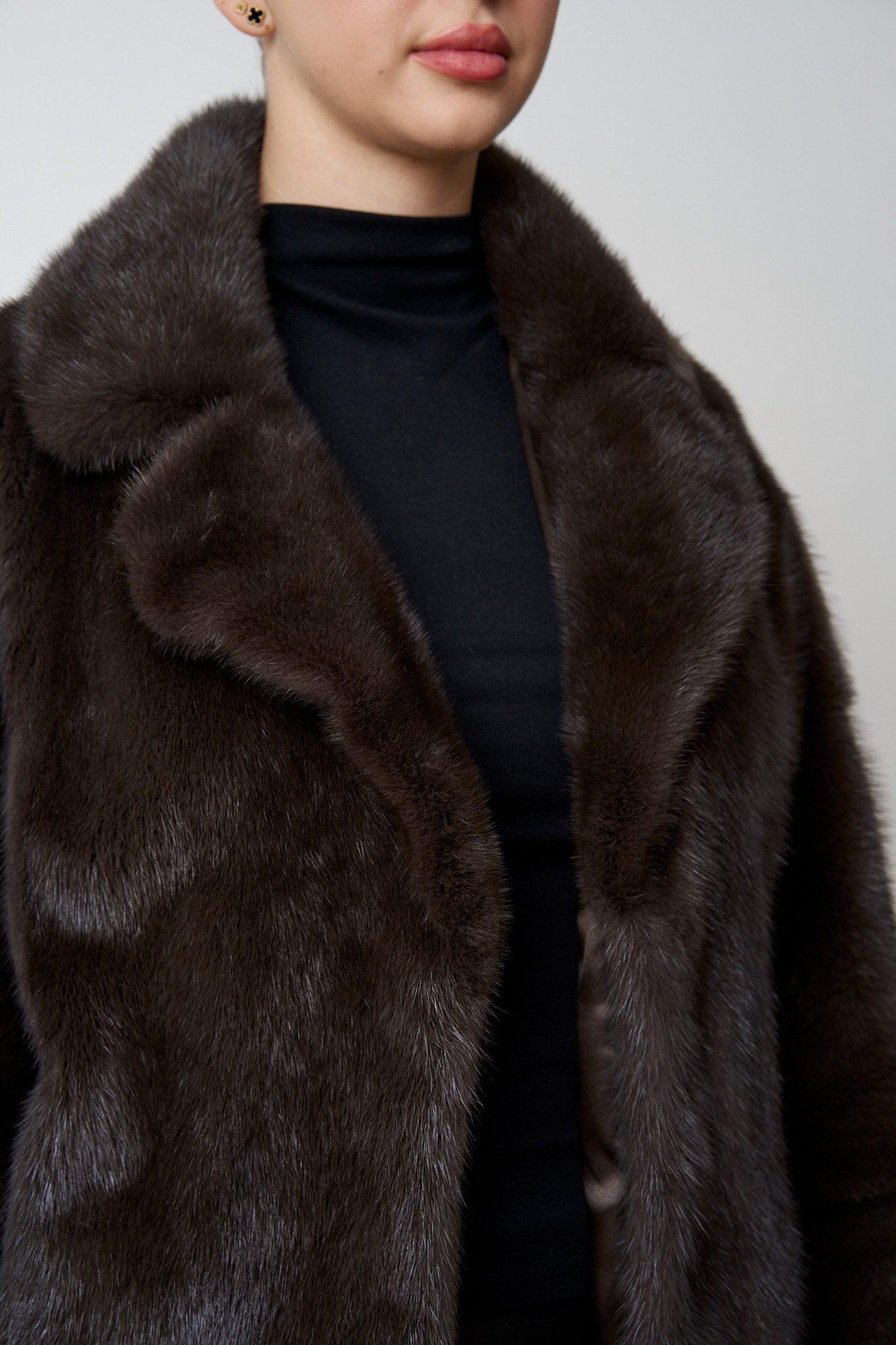 haina blana vizon maro, femei, oversized, Mareus