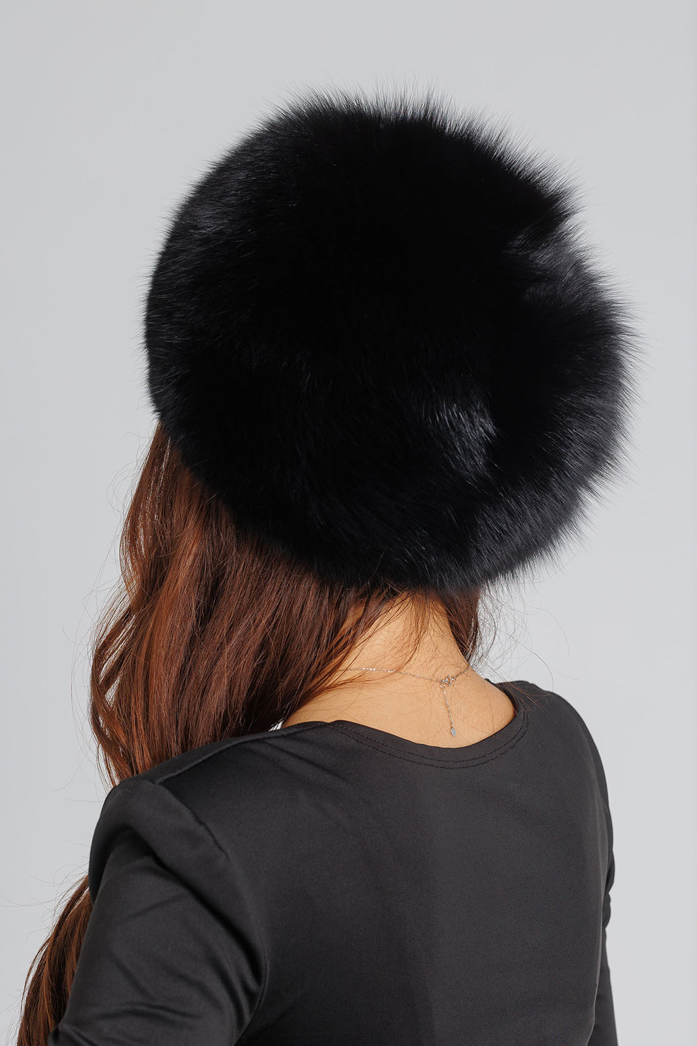 Natural Fox Fur Hat, Women, Obsidian 41