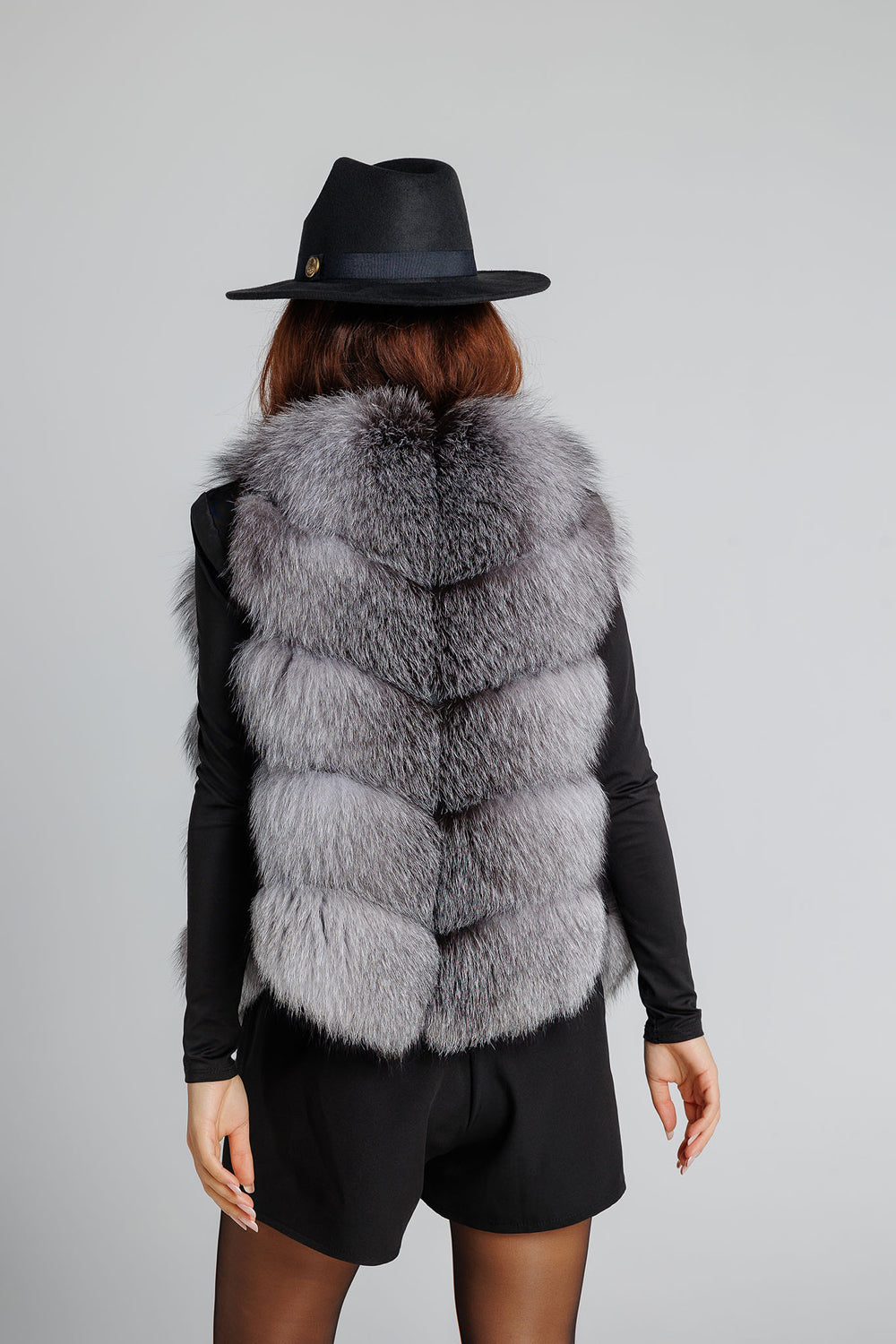 Women's Silver Gray Natural Fox Fur Coat