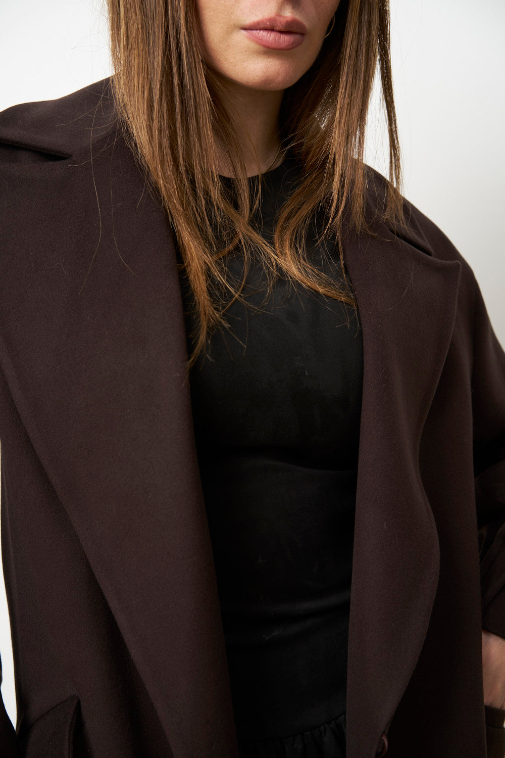 Palton Lung din Cașmir pentru Femei, Maro, Mareus