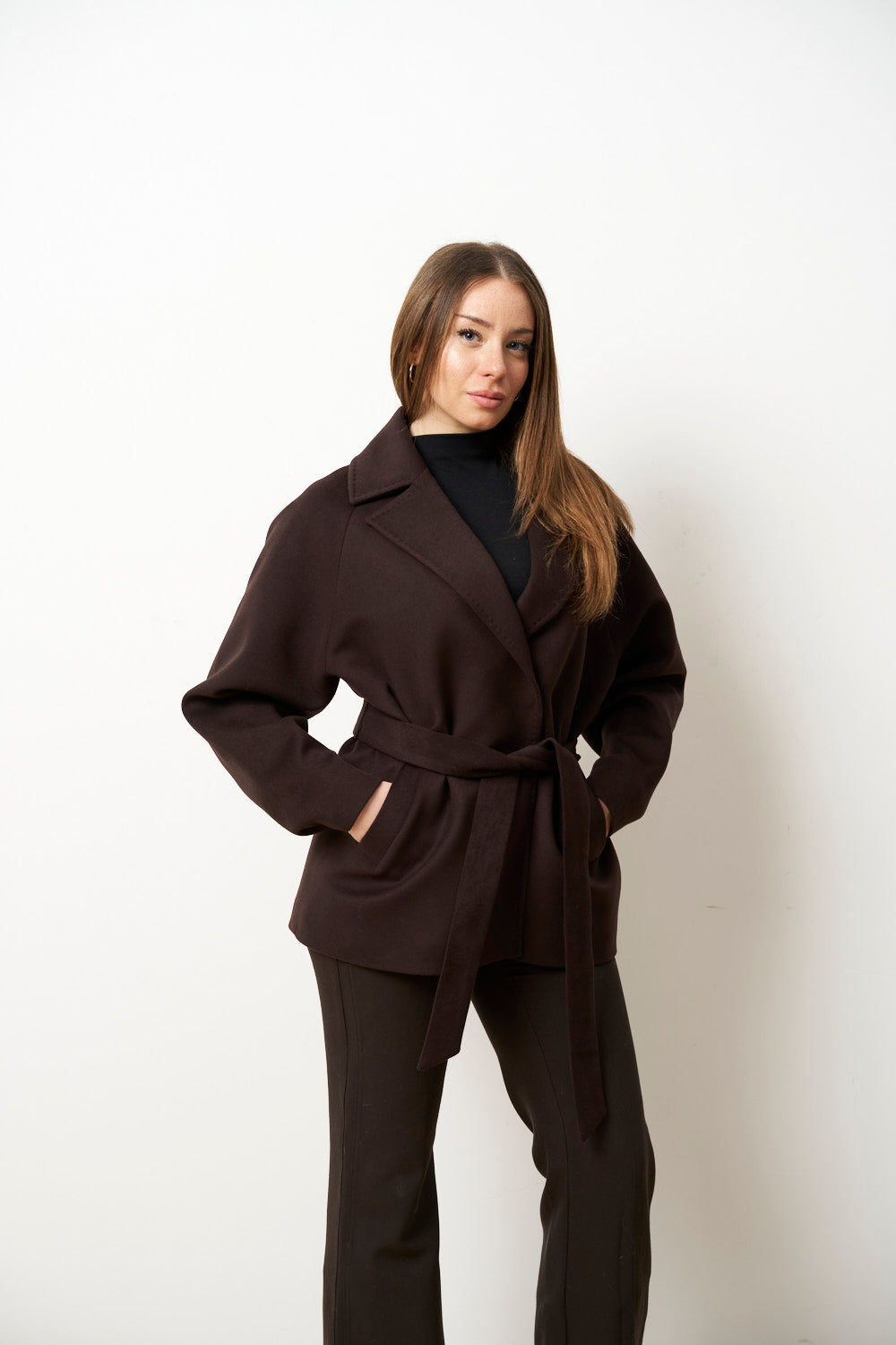 Palton din Cașmir pentru Femei, Oversized, Maro Moviu, Mareus