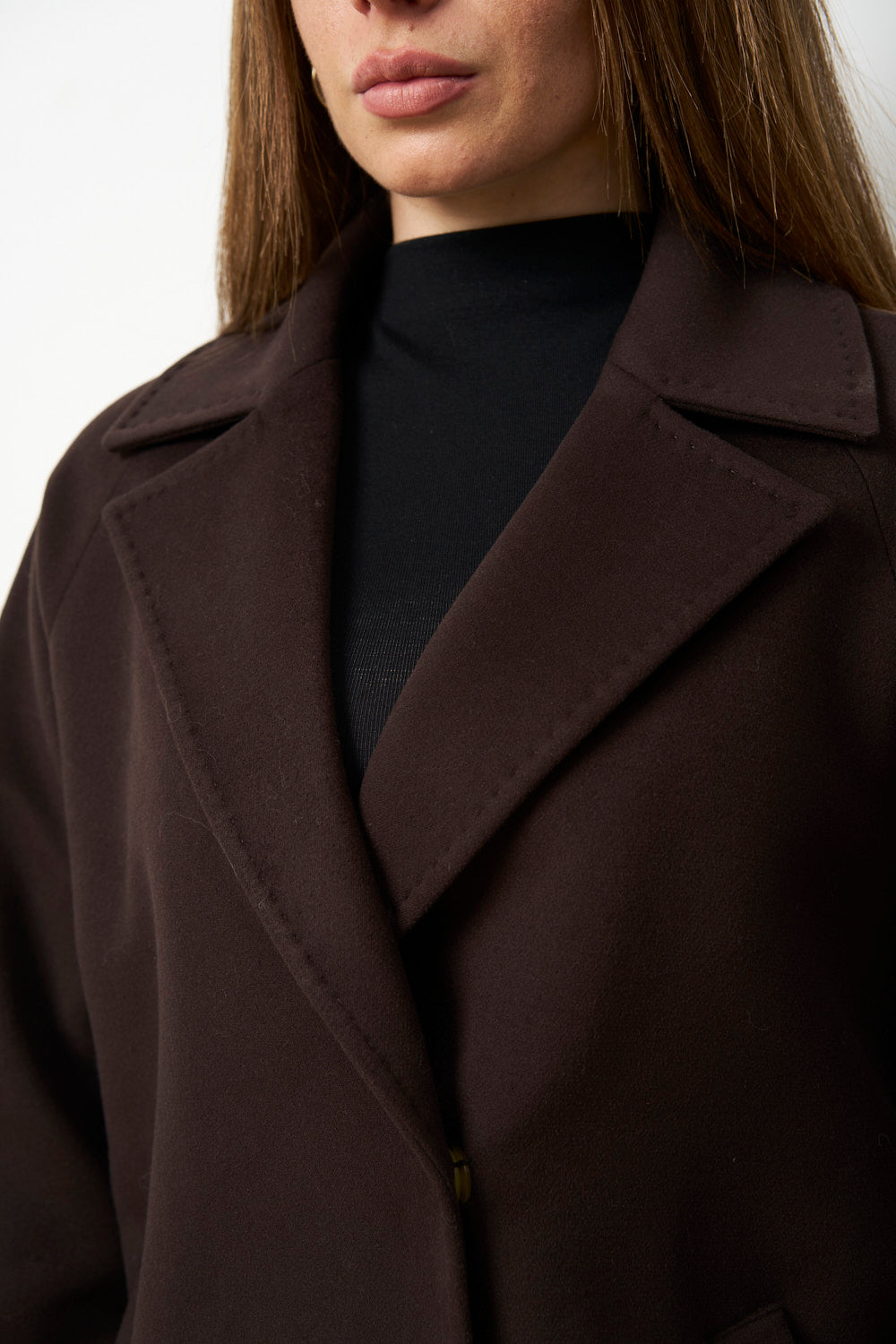 Palton din Cașmir pentru Femei, Oversized, Maro Moviu, Mareus